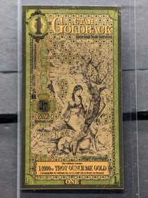 1/1000th Troy Oz. 24k GOLD 2022 Utah $1 Goldback