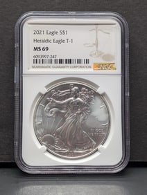 2021 Heraldic Eagle T-1 American Silver Eagle - NGC MS69