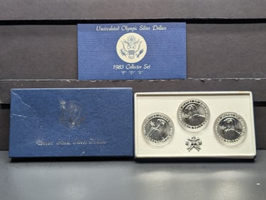 1983-P,D&S UNC Los Angeles Olympics Commem 3-Coin Silver Dollar Set in OGP w/ COA