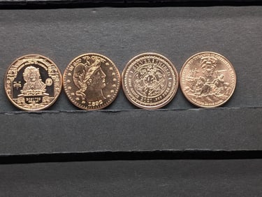1 Oz. Each .999 FINE COPPER Various Designed Rounds (4 PCS)