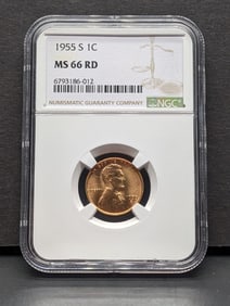 1955-S Lincoln Wheat Cent - NGC MS66 RD