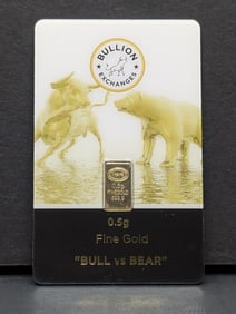 1/2 Gram Bullion Exchanges .9999 FINE GOLD Bar