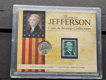 Thomas Jefferson Coin & Stamp Collection w/ COA