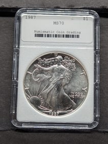 1987 American Silver Eagle - NCG Cert. MS70 - "NOT NGC"