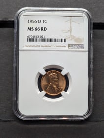 1956-D Lincoln Wheat Cent - NGC MS66 RD