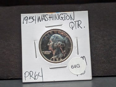 1954 Proof Washington Quarter. 90% Silver