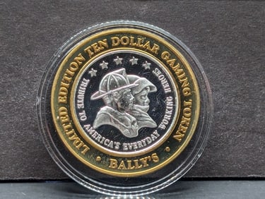 Limited Edition .999 Fine Silver Center $10 Gaming Token. "Tribute to America's Everyday Working