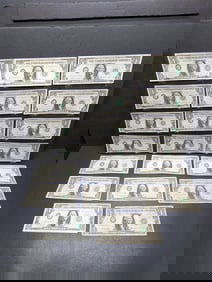 Lot of Twenty 1963 B Series $1.00 Joseph W. Barr Notes