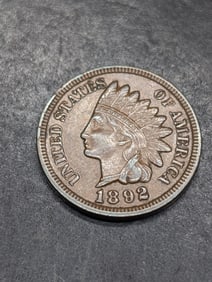 1892 Indian Head Cent **AU+**
