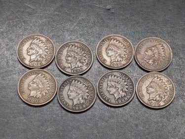 Lot of 8 Various Dated High Grade Indian Head Cents