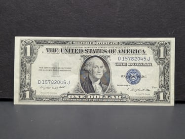 1935-G Blue Seal $1 Silver Certificate. GEM CRISP UNC. *OFF CENTER ERROR*