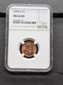 1955-D Lincoln Wheat Cent - NGC MS66 RD