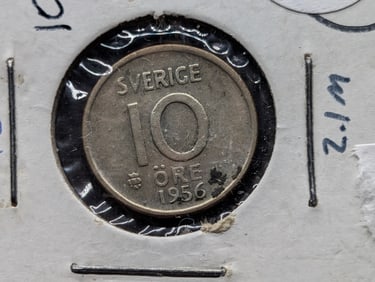 1956 Sweden 10 Ore. Nice Silver Foreign Coin