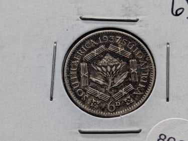 1937 South Africa 6D. Nice Silver Foreign Coin