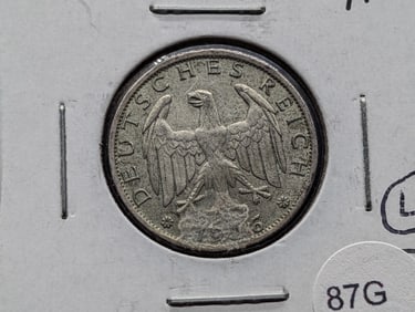 1926-A Germany 1 Reichsmark. 90% Silver