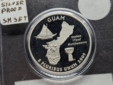 2009-S Guam 90% Silver Proof Quarter. High Book Value