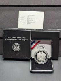 2011-P PROOF U.S. Army Commem Silver Dollar in OGP w/ COA