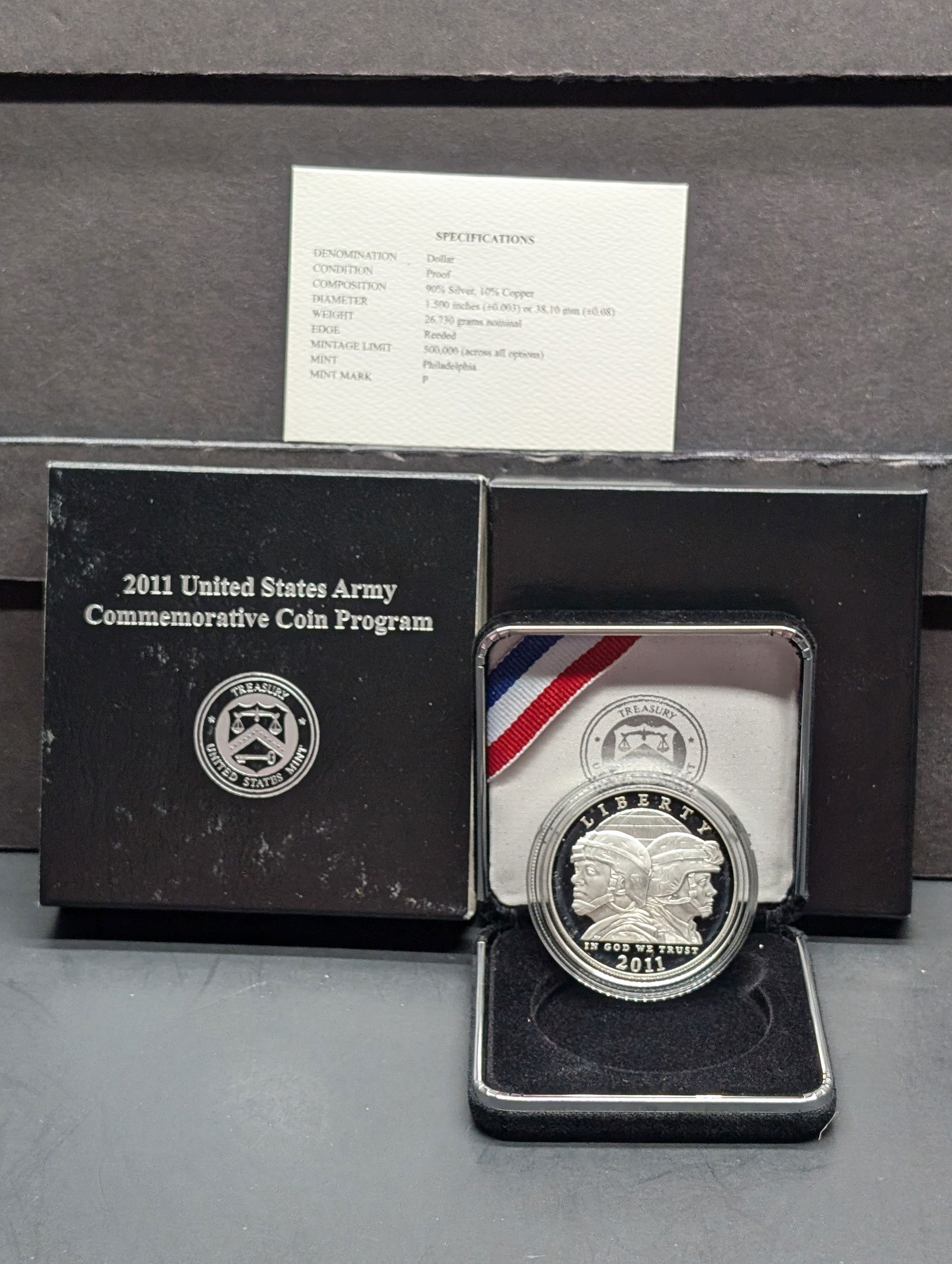 2011-P PROOF U.S. Army Commem Silver Dollar in OGP w/ COA (1 of 4)