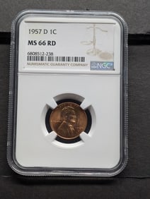 1957-D Lincoln Wheat Cent - NGC MS66 RD