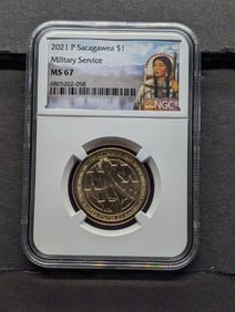 2021-P Sacagawea Military Service $1 Coin - NGC MS67