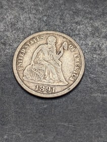 1891-S w/ Motto Seated Liberty Dime **ORIGINAL COLOR - VF**
