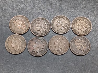 Lot of 8 Various Dated High Grade Indian Head Cents