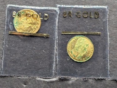 1865 Mexico Miniature 8K GOLD Maximiliano Coins (2 Pcs)