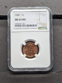 1987 Lincoln Memorial Cent - NGC MS67 RD