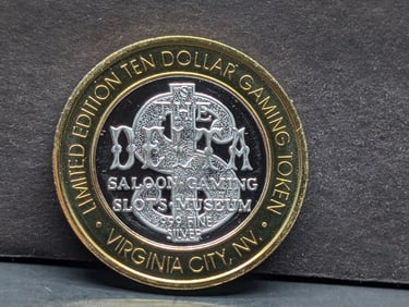 Limited Edition .999 FINE SILVER CENTER The Delta Saloon Casino $10 Gaming Token
