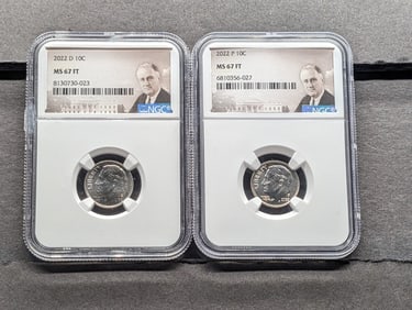 2022-P&D Roosevelt Dime - NGC MS67 FT (2 PCS)