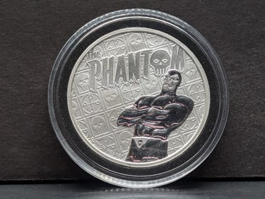 1 Oz. .9999 SILVER Tuvalu $1 - The Phantom Designed Coin in Airtite Capsule