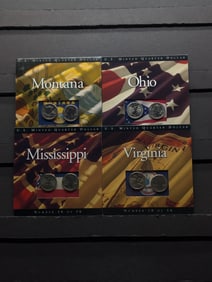 Lot of Four Various Statehood Quarters in State Information Displays (P&D Mint)