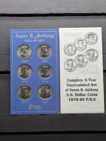 Susan B. Anthony Dollar UNC Set - 1979 & 1980- P, D&S w/ COA
