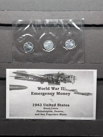 WWII Emergency Money -  1943 Lincoln Steel Cents in High Grade