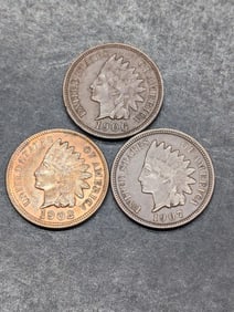 Lot of Three **AU** Indian Head Cents