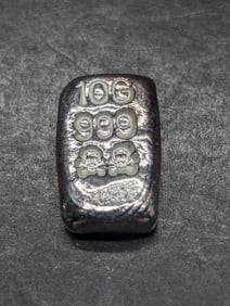 10 Grams .999 FINE SILVER Skull & Crossbones Designed Bullion Piece