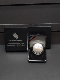 2014-P PROOF Baseball Hall of Fame Commem Silver Dollar in OGP w/ COA