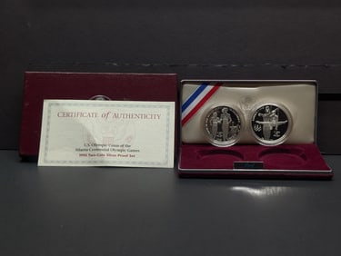 1995-P PROOF Olympic Blind Runner & Gymnast Commem 2-Coin Set in OGP w/ COA