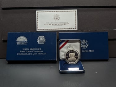 2003-P PROOF First Flight Centennial Commem Silver Dollar in OGP w/ COA
