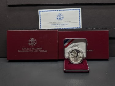 1999-P PROOF Dolley Madison Commem Silver Dollar in OGP w/ COA