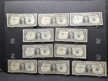 (4) 1957, (5) 57-A, 57-B Series $1.00 Silver Certificates