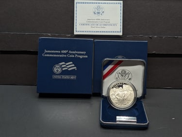 2007-P PROOF Jamestown 400th Anniv. Commem Silver Dollar in OGP w/ COA