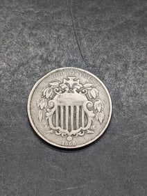 1866 w/ Rays Shield Nickel - VF Tough Date!