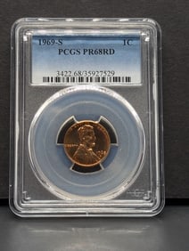 1969-S PROOF Lincoln Memorial Cent - PCGS PR68 RD