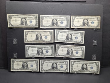 (4) 1957, (5) 57-A, 57-B Series $1.00 Silver Certificates *VF*