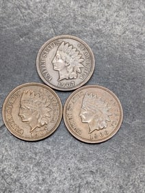 Lot of Three **AU** Indian Head Cents