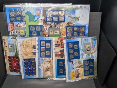 2004-2007 P&D U.S. Mint Set Collection w/ Commem Stamps in Nice Display Cards (8 CARDS)
