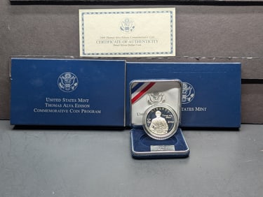2004-P PROOF Thomas Alva Edison Commem Silver Dollar in OGP w/ COA