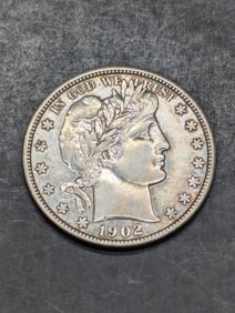 1902-S Barber Half Dollar - AU+