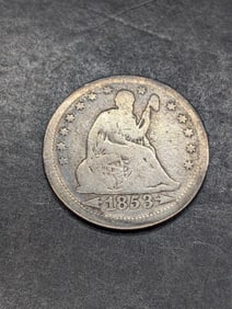 1853  w/ Arrows & Rays Seated Liberty Quarter **VG**